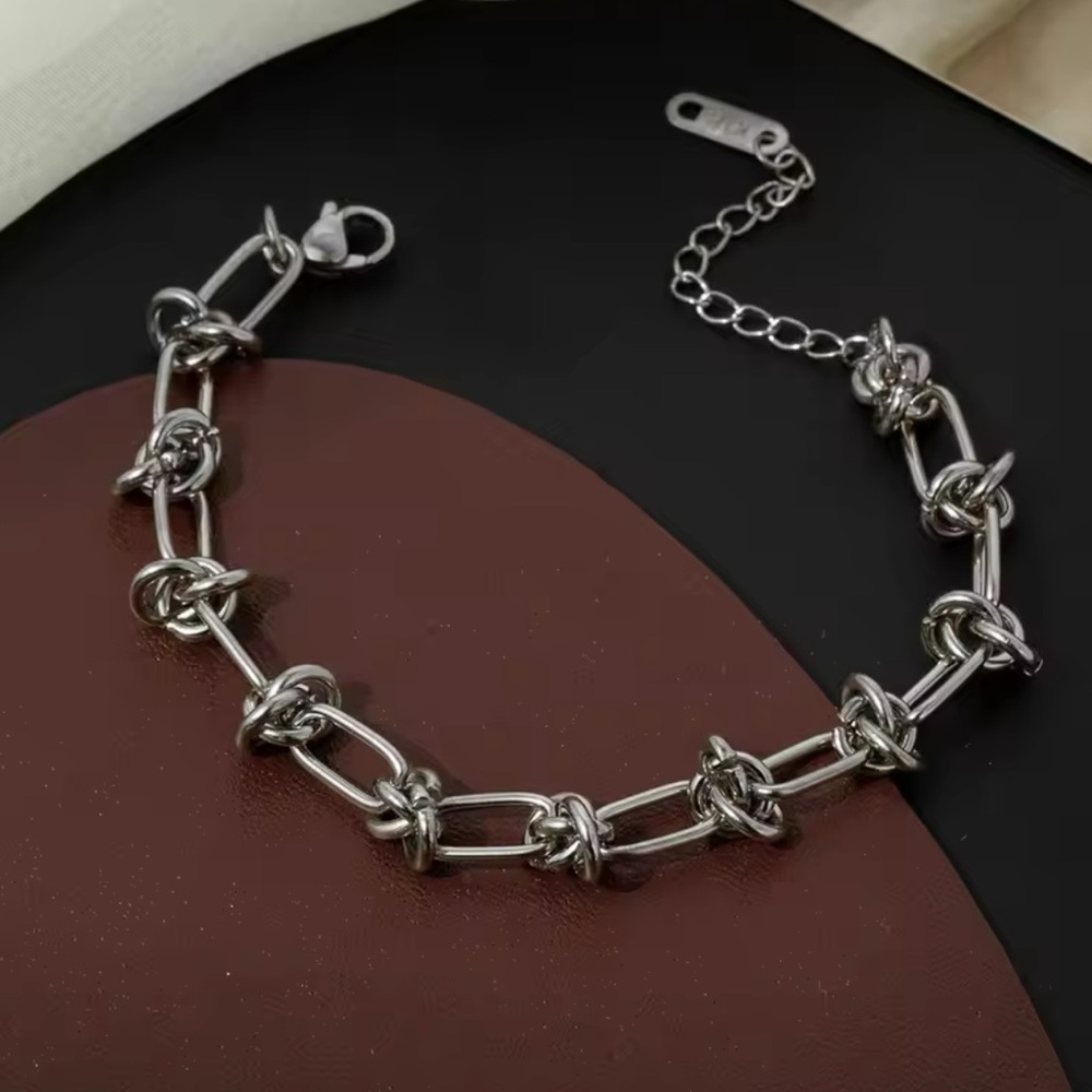 Stainless Steel in Silver-tone Knot Bracelet Trendy Fashion